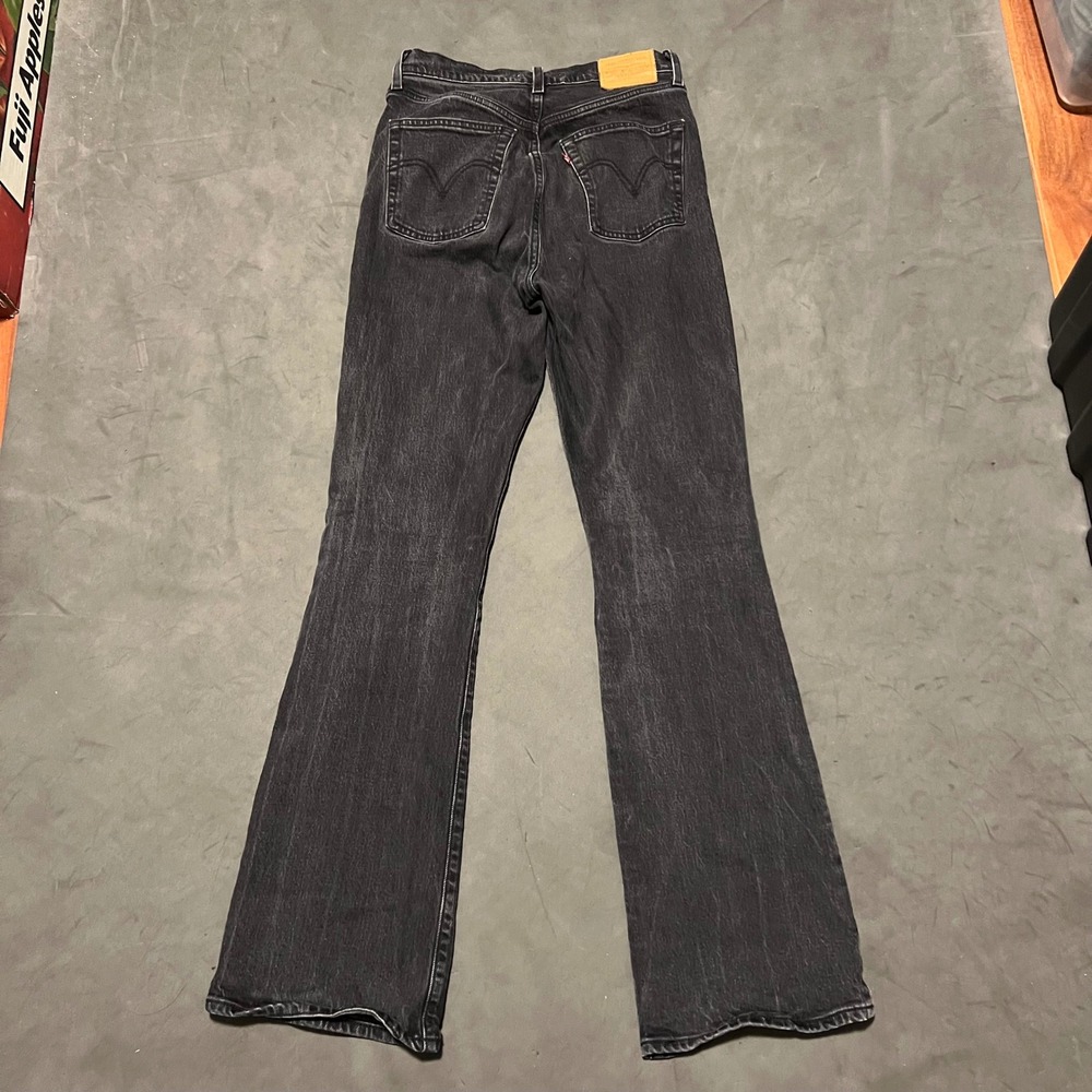 Levi's Ribcage Bootcut Jeans Women Size 27 Black High Rise Button Fly Denim